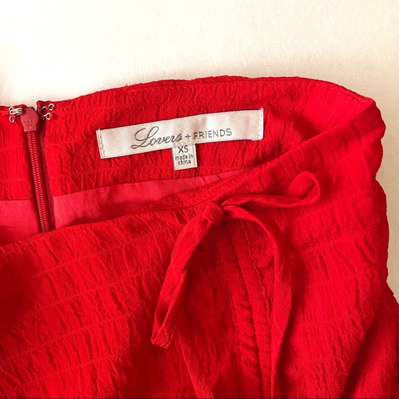 Lovers + Friends Brooke Midi Skirt XS Red Drawstring Ruched - Picture 11 of 12